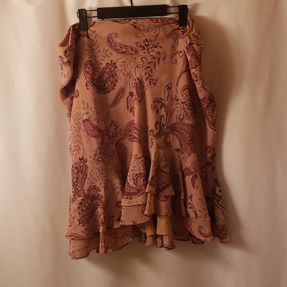 Vintage, Y2K, Chaps by Ralph Lauren, Tan, Paisley Design with Ruffled Layers - Picture 2 of 8